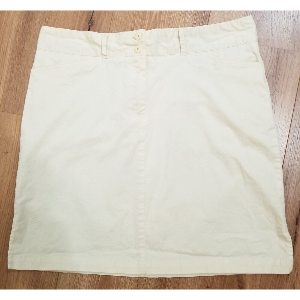 Weekend Traffic Womens Yellow Straight Skirt Cotton Blend Zip Button Close Sz 14